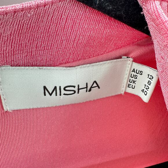 Misha Dress Dekota Azalea V-neck Wrap Mini Women's Size‎ 8 Pink - Picture 7 of 10